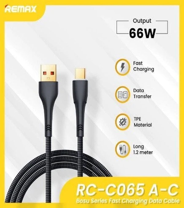 Cáp sạc nhanh 66W Remax RC-C065 cổng USB to TYPEC dài 1.2m dây bọc dù ...