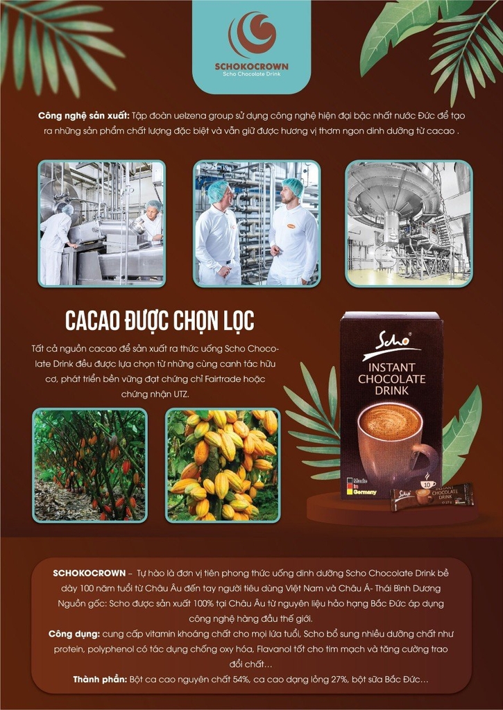 Ca Cao Scho nâu Dark Drip 27g x 10 gói hàm lượng ca cao lớn dành cho người gu đậm