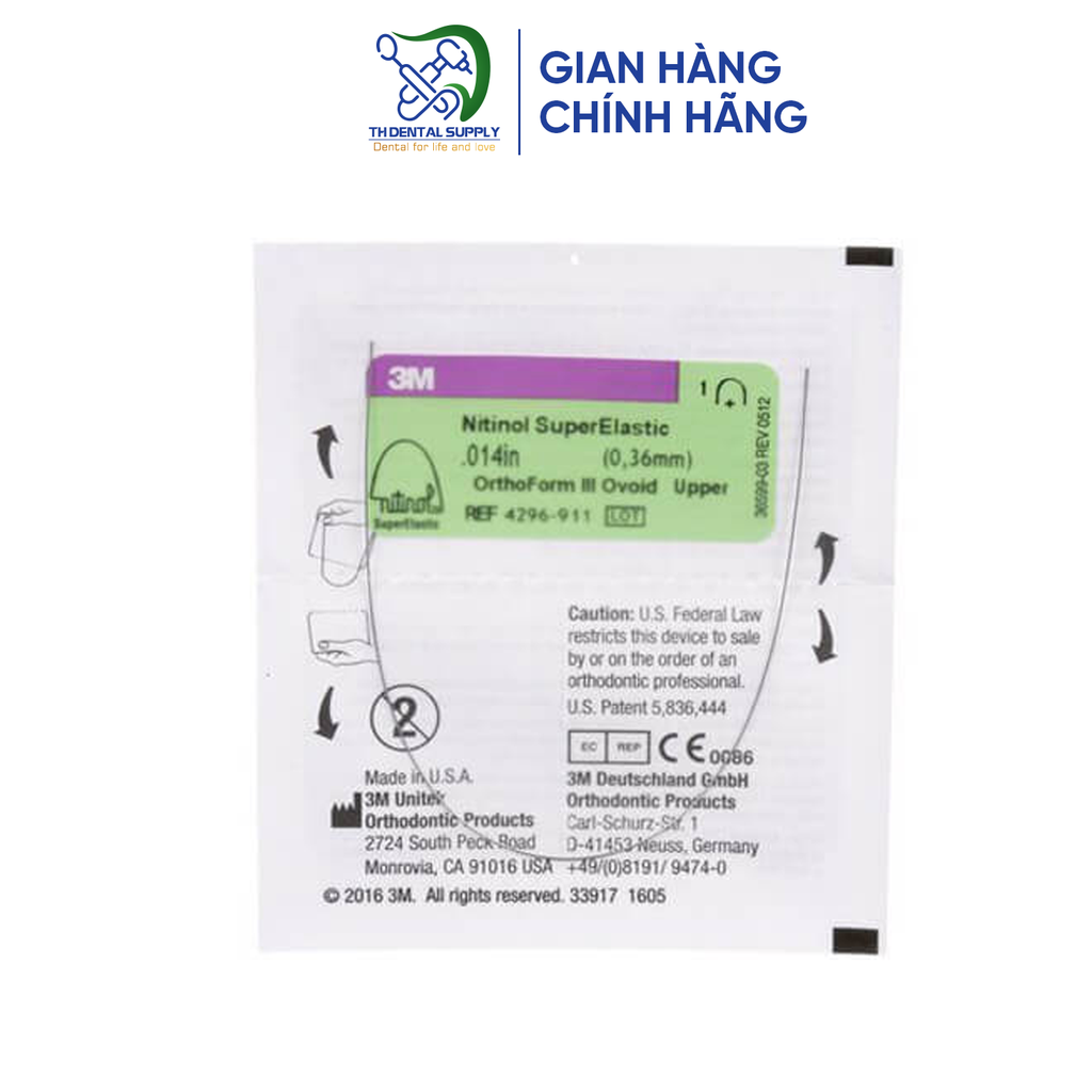 Dây Vuông/ Chữ nhật Nitinol SE Size:16x16, 16x22, 17x25,18x25, 19x25 10 sợi/ hộp