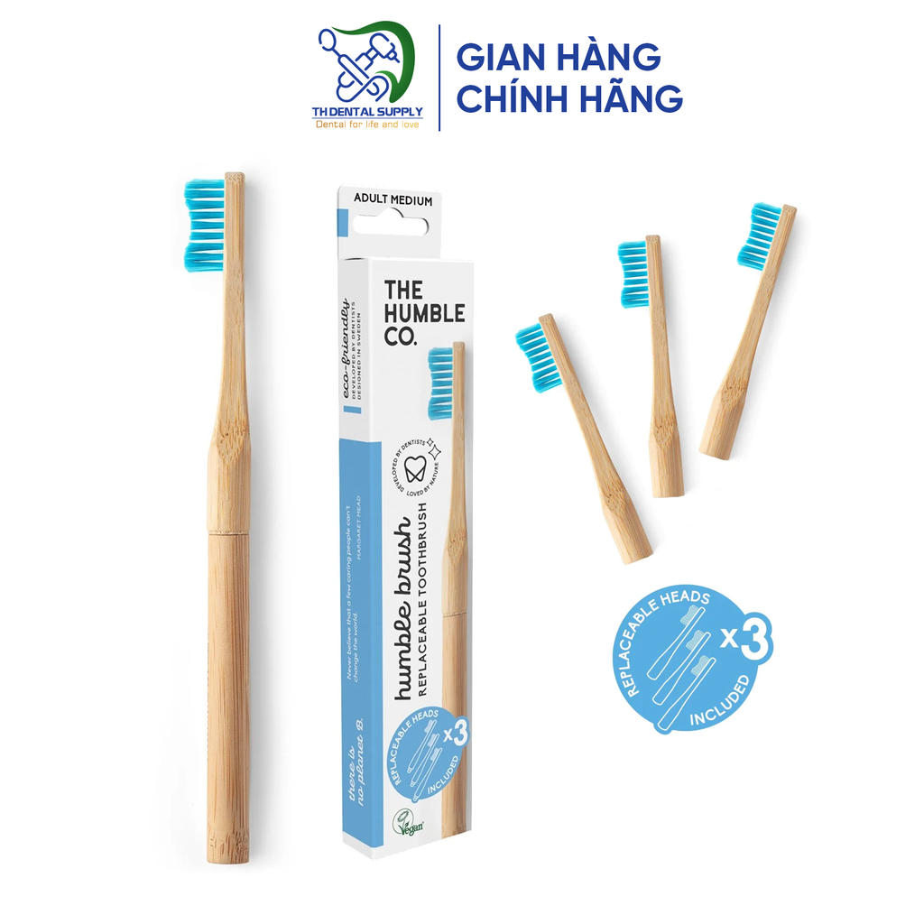 Bàn chải đánh răng HUMBLE BRUSH - INTERCHANGEABLE HEAD - Made in Sweden - Thụy Điển