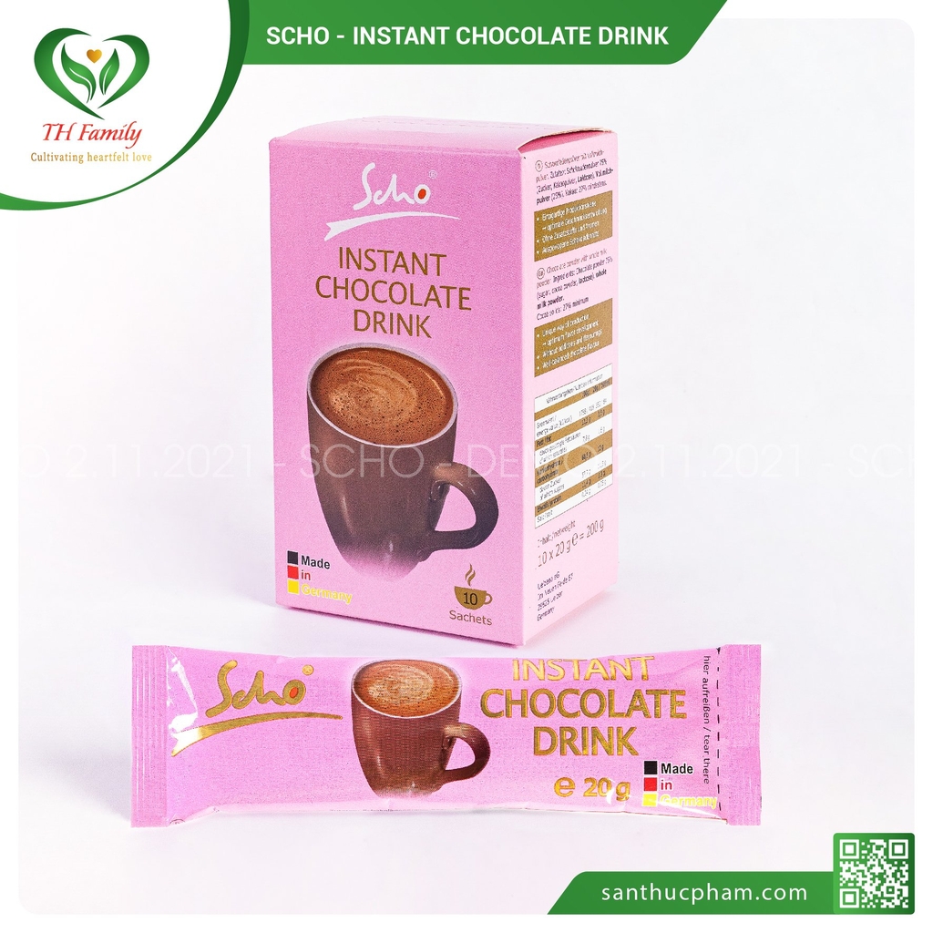 Bột Cacao dinh dưỡng Scho - Scho Sweet Treat hộp 10 gói x 20g - Hương vị ngọt thanh, sánh mịn, bọt kem tan chảy