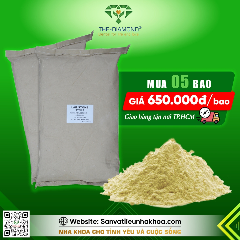 Thạch cao đổ mẫu Snow Rock Deep Neon Yellow type 3 bao 20kg
