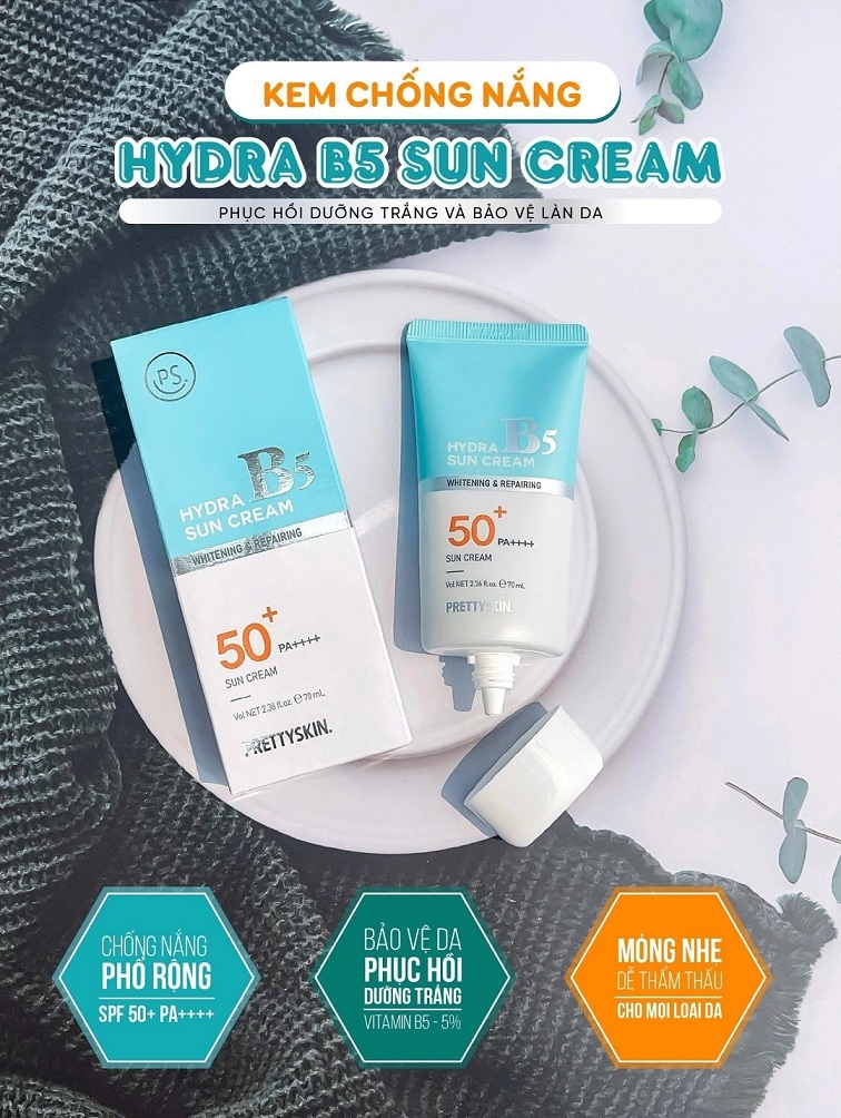 Kem Chống Nắng B5 Pretty Skin Hydra B5 Sun Cream SPF 50+/PA+++ (70ml) Kangnam Mart