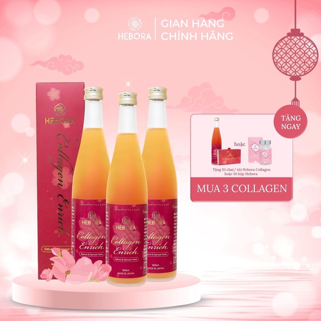 Combo 3 Chai Nước Uống Trẻ Hóa Hebora Collagen Enrich Nhật Bản