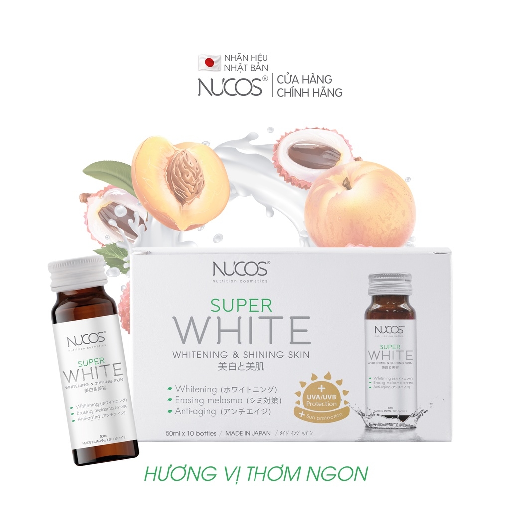 Collagen Uống Trắng Da Mờ Thâm Nám Nucos Super White 50Ml X 10 Chai