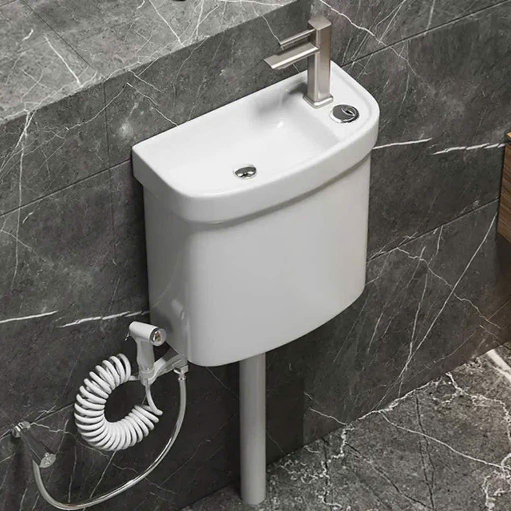 BÀN CẦU XỔM, KÉT NƯỚC TREO KẾT HỢP CHẬU RỬA, BCX-175