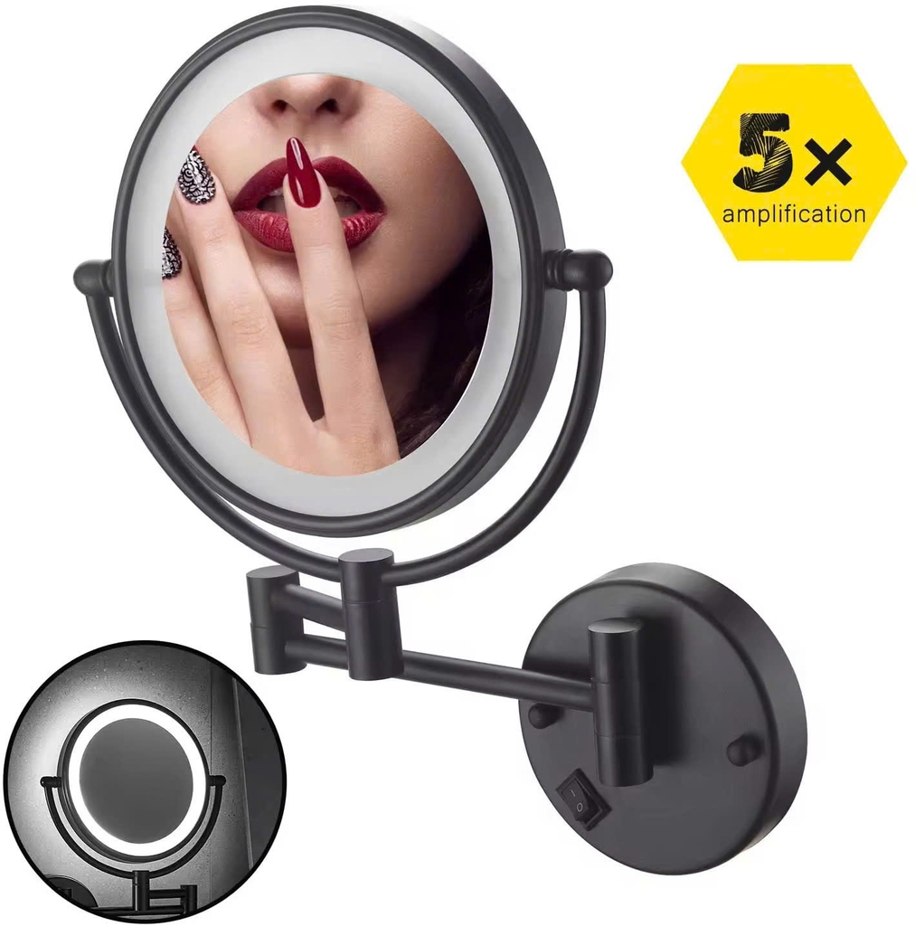 GƯƠNG PHÓNG ĐẠI CÓ ĐÈN LED TREO TƯỜNG MÀU ĐEN - LD260
