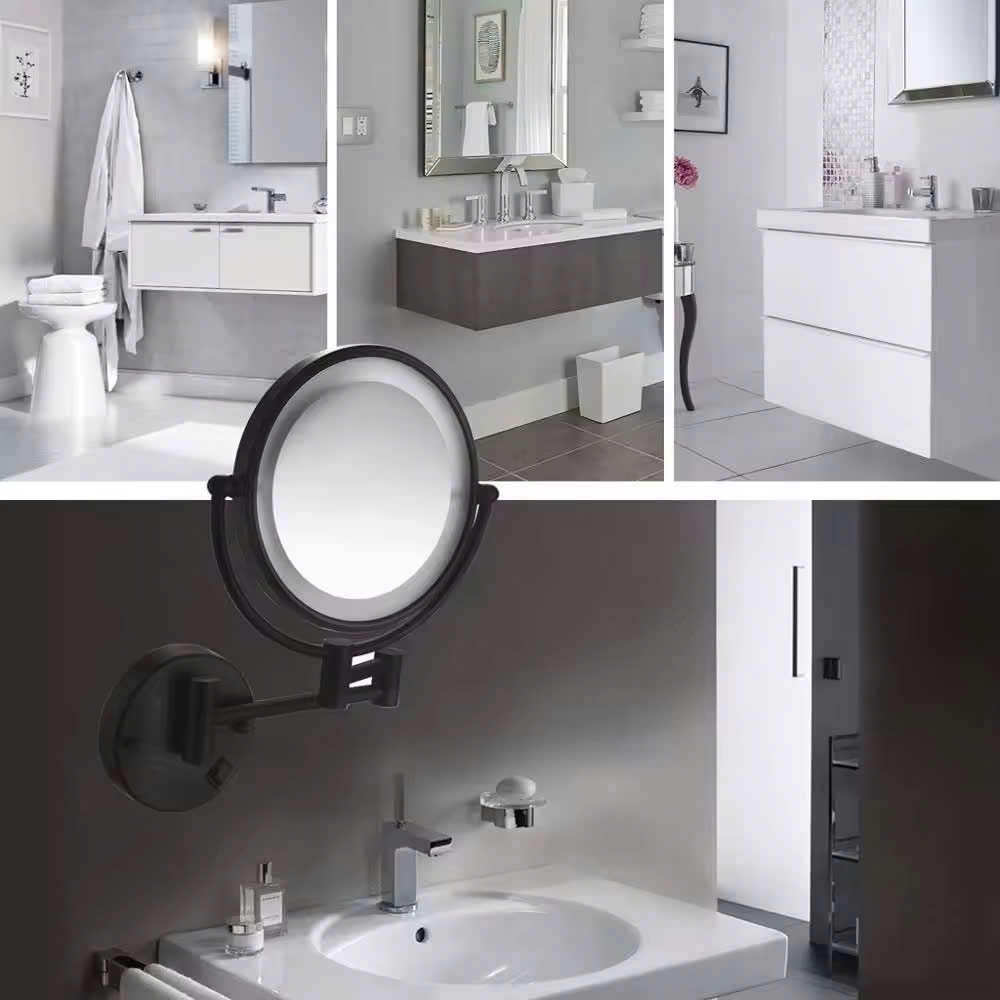 GƯƠNG PHÓNG ĐẠI CÓ ĐÈN LED TREO TƯỜNG MÀU ĐEN - LD260
