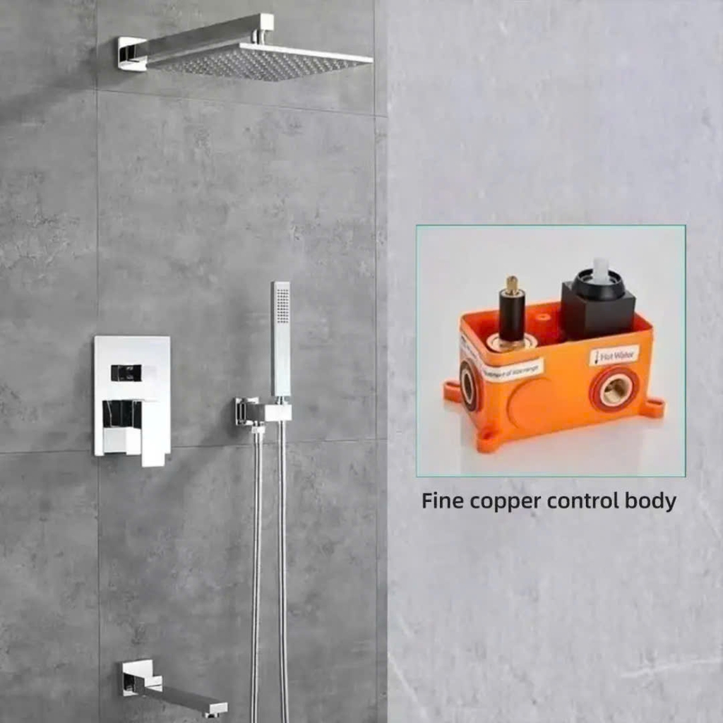 SEN TẮM ÂM TƯỜNG THÂN VUÔNG, MÀU ĐEN, 1094H