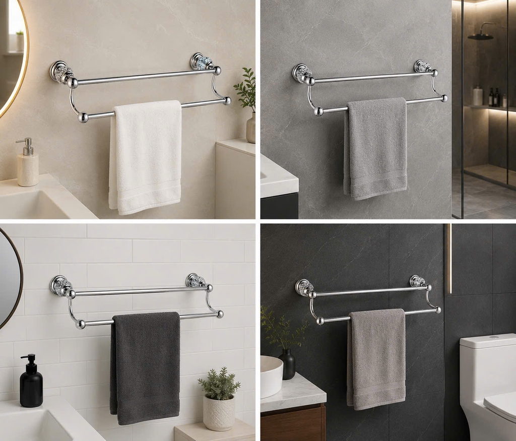 THANH VẮT KHĂN ĐƠN ĐÍNH PHA LÊ - 16001 CLEANMAX