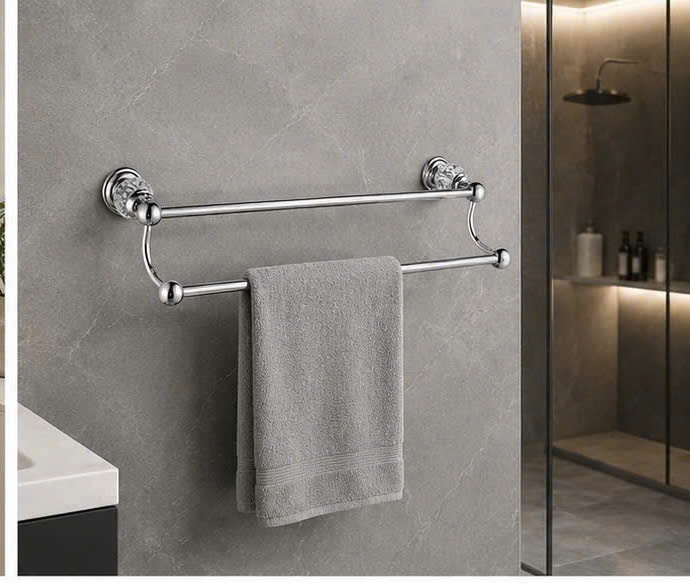 THANH VẮT KHĂN ĐÔI  ĐÍNH PHA LÊ -16002 CLEANMAX