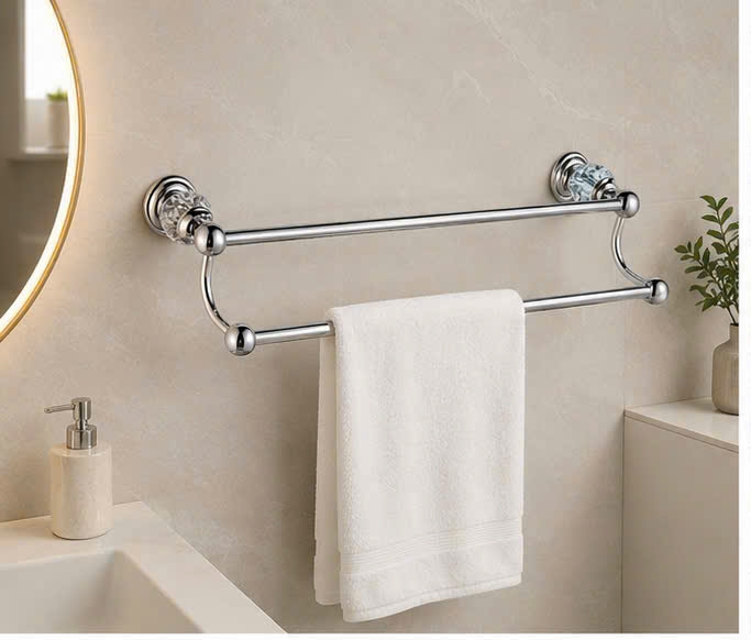 THANH VẮT KHĂN ĐÔI  ĐÍNH PHA LÊ -16002 CLEANMAX