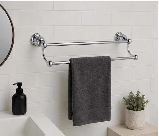 THANH VẮT KHĂN ĐÔI  ĐÍNH PHA LÊ -16002 CLEANMAX
