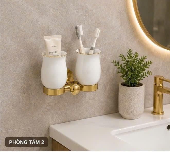 KỆ ĐỂ CỐC ĐÁNH RĂNG MẠ VÀNG - 88011