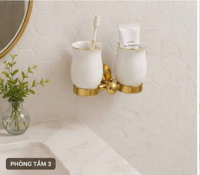 KỆ ĐỂ CỐC ĐÁNH RĂNG MẠ VÀNG - 88011