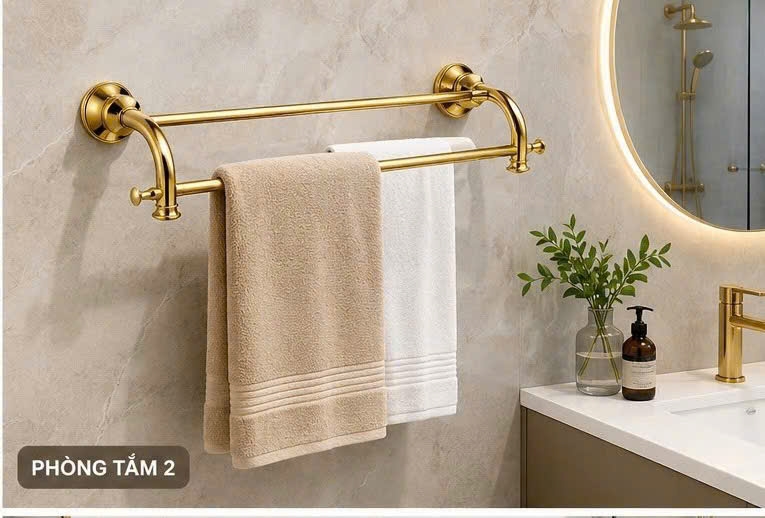 THANH VẮT KHĂN ĐÔI MẠ VÀNG  88002 CLEANMAX