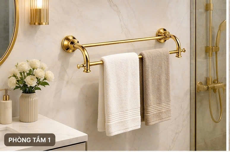 THANH VẮT KHĂN ĐÔI MẠ VÀNG  88002 CLEANMAX