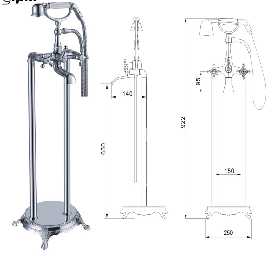 VÒI XẢ BỒN KẾT HƠP SEN TẮM 926-CROOM
