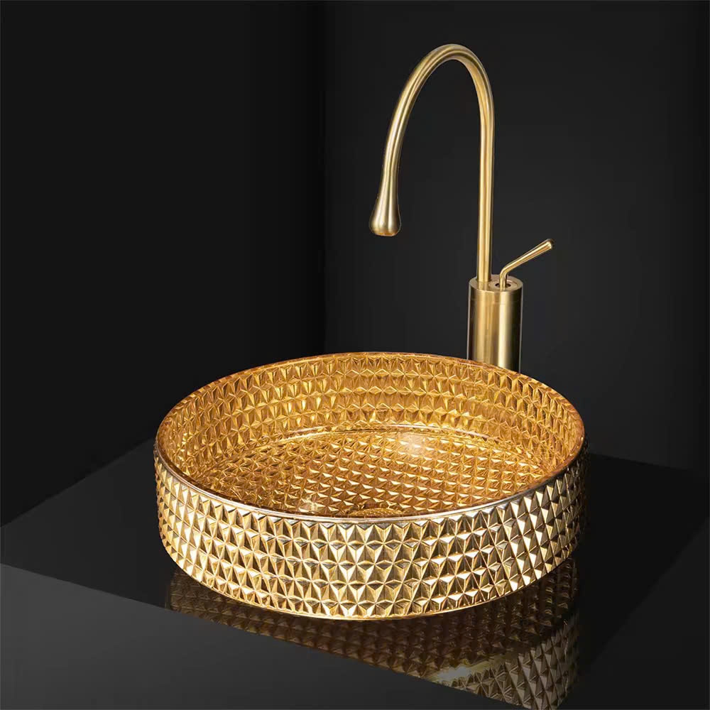 CHẬU THỦY TINH PHA LÊ MÀU VÀNG - CTT GB301CP