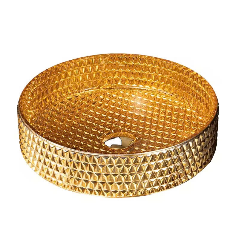 CHẬU THỦY TINH PHA LÊ MÀU VÀNG - CTT GB301CP
