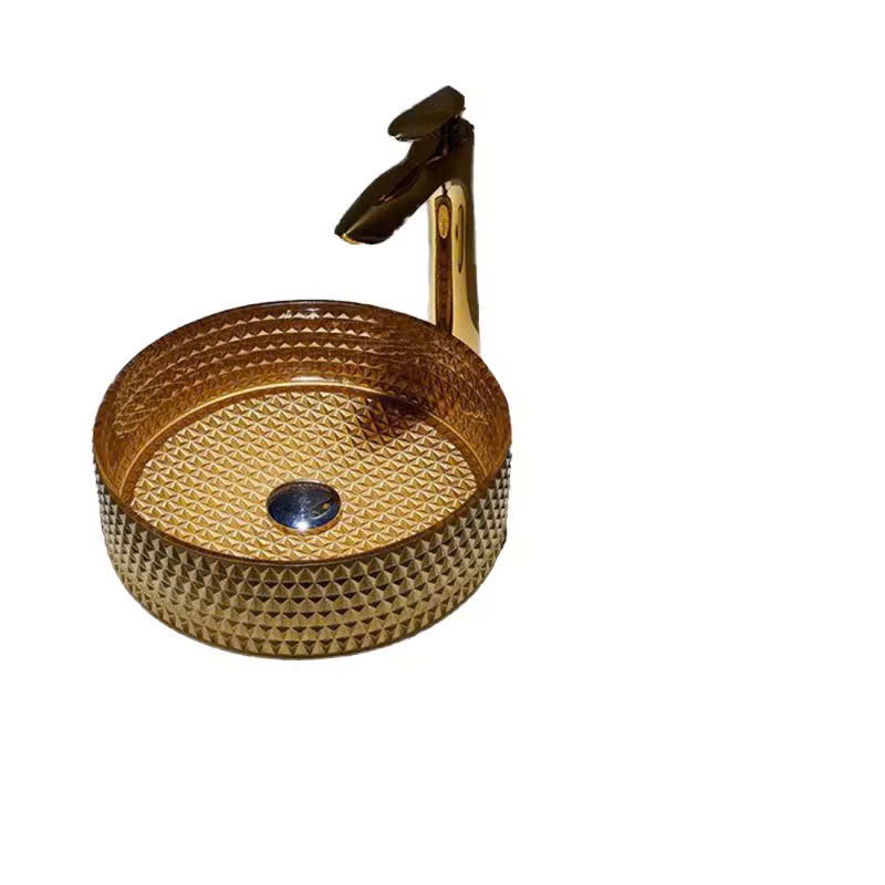 CHẬU THỦY TINH PHA LÊ MÀU VÀNG - CTT GB301CP