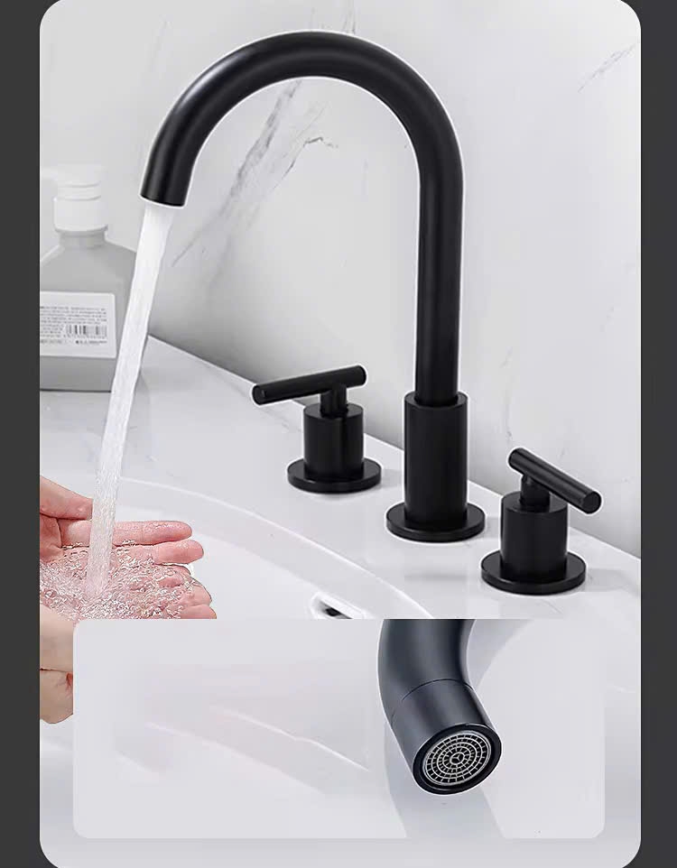 Vòi chậu 3 lỗ mạ vàng tân cổ điển 555 CLEANMAX