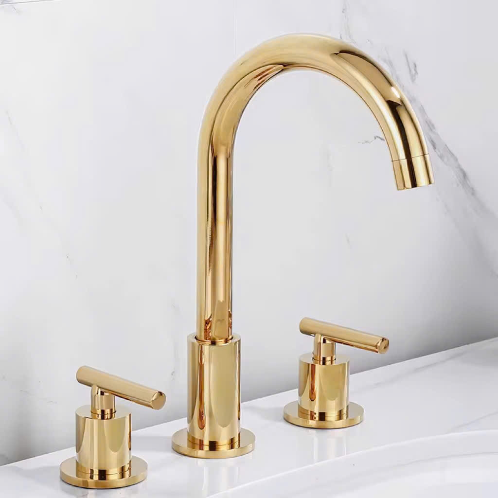 Vòi chậu 3 lỗ mạ vàng tân cổ điển 555 CLEANMAX