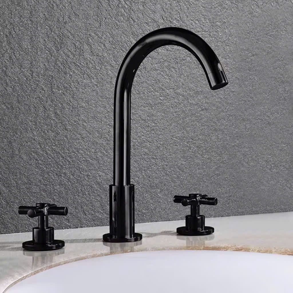 Vòi chậu 3 lỗ mạ vàng tân cổ điển 555 CLEANMAX