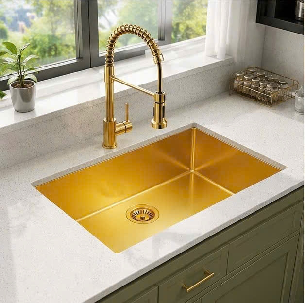 Chậu bếp mạ vàng (chậu rửa chén bát) âm bàn  SUS4560