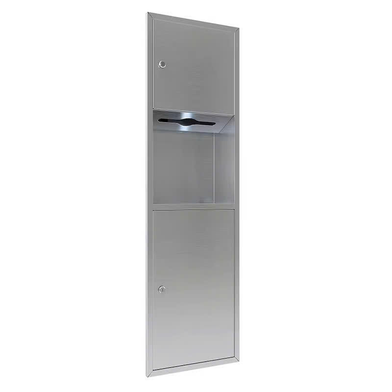 TỦ ĐỰNG GIẤY VỆ SINH CÔNG CỘNG ÂM TƯỜNG KÈM THÙNG RÁC 34555