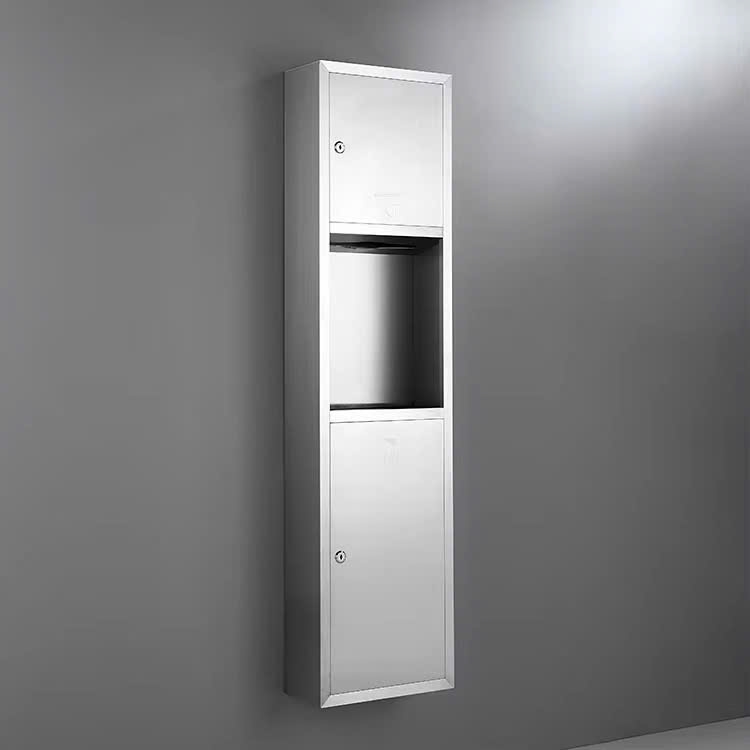TỦ ĐỰNG GIẤY VỆ SINH CÔNG CỘNG ÂM TƯỜNG KÈM THÙNG RÁC 34555