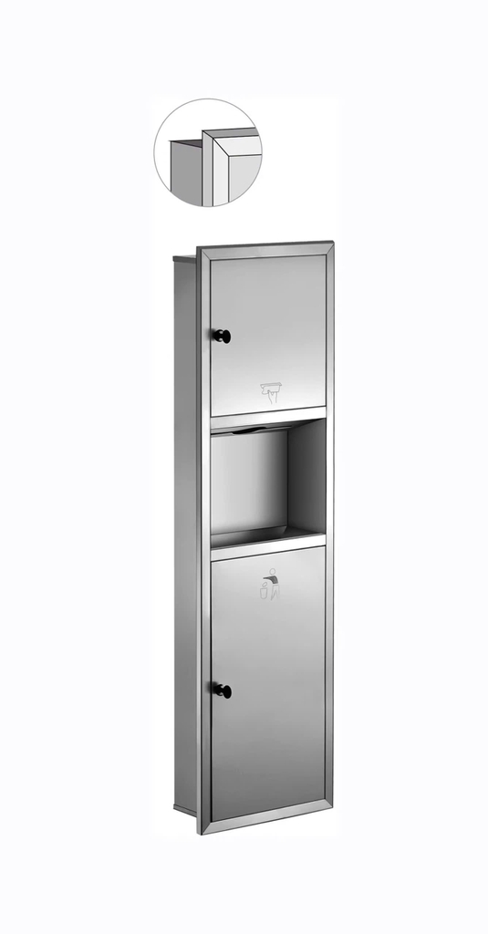 TỦ ĐỰNG GIẤY VỆ SINH CÔNG CỘNG ÂM TƯỜNG KÈM THÙNG RÁC 34555