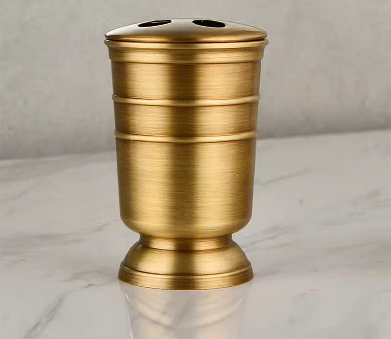 BỘ CỐC ĐÁNH RĂNG BẰNG ĐỒNG CỔ ĐIỂN ĐỂ BÀN - D1000