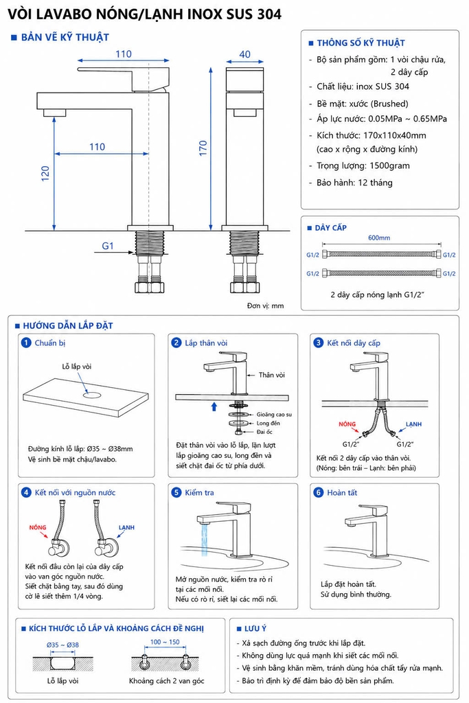 VÒI CHẤT LIỆU INOX 304 - C5201