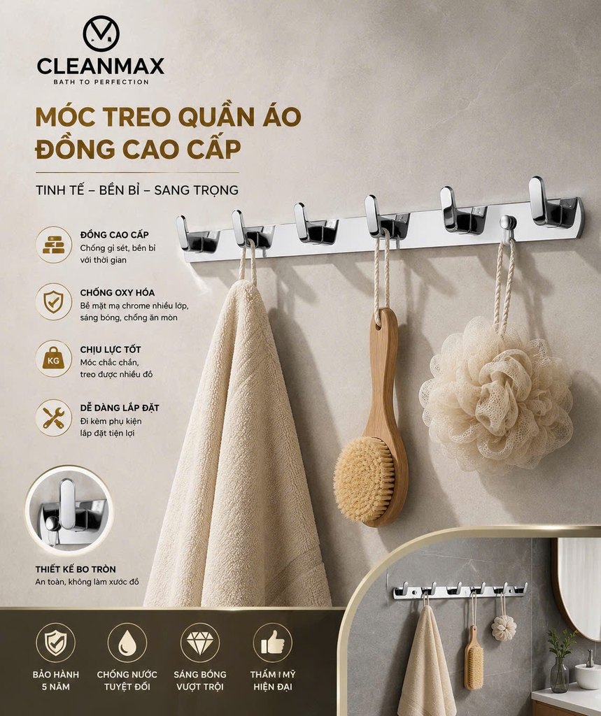 MÓC TREO QUẦN ÁO, TREO KHĂN - MAM6 CR