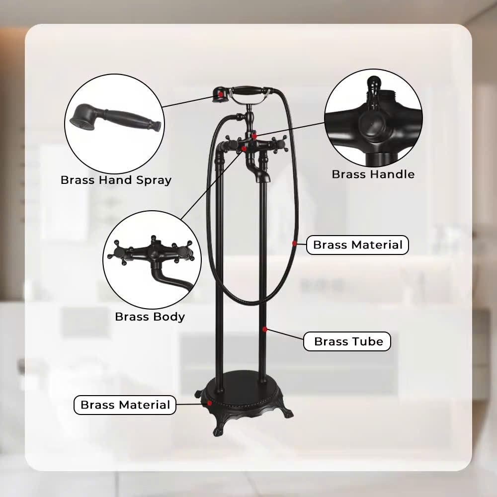 Vòi xả bồn đặt sàn kết hợp sen tắm, đồng cổ - 926DC CLEANMAX