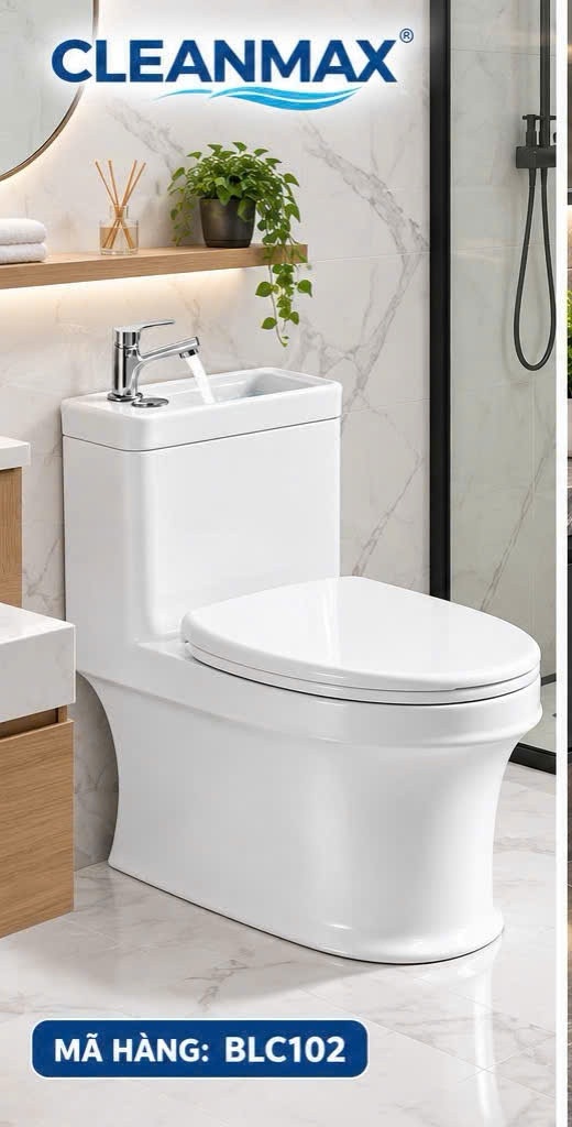 BÀN CẦU LIỀN CHẬU KẾT HỢP CHẬU RỬA - BLC010 CLEANMAX