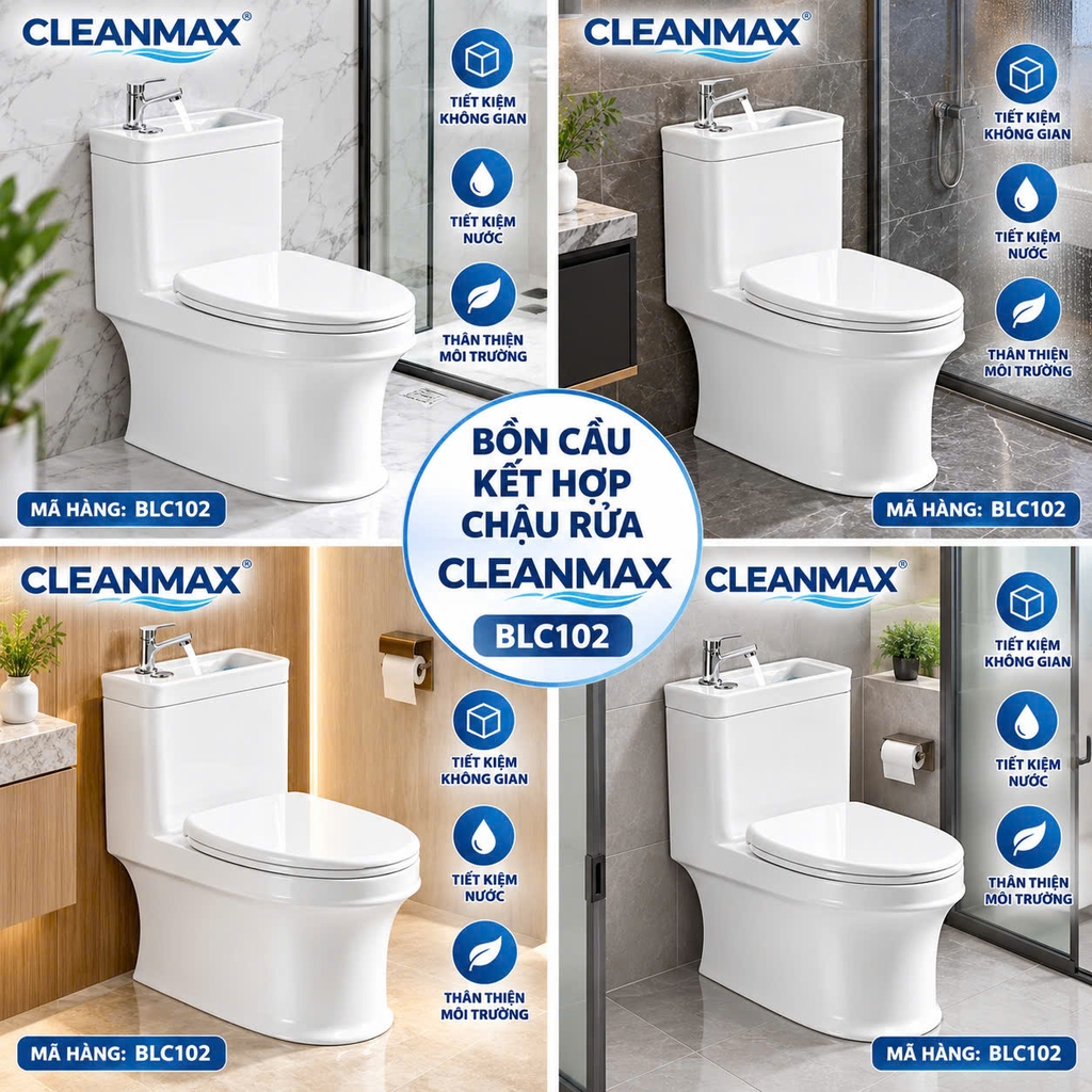 BÀN CẦU LIỀN CHẬU KẾT HỢP CHẬU RỬA - BLC010 CLEANMAX