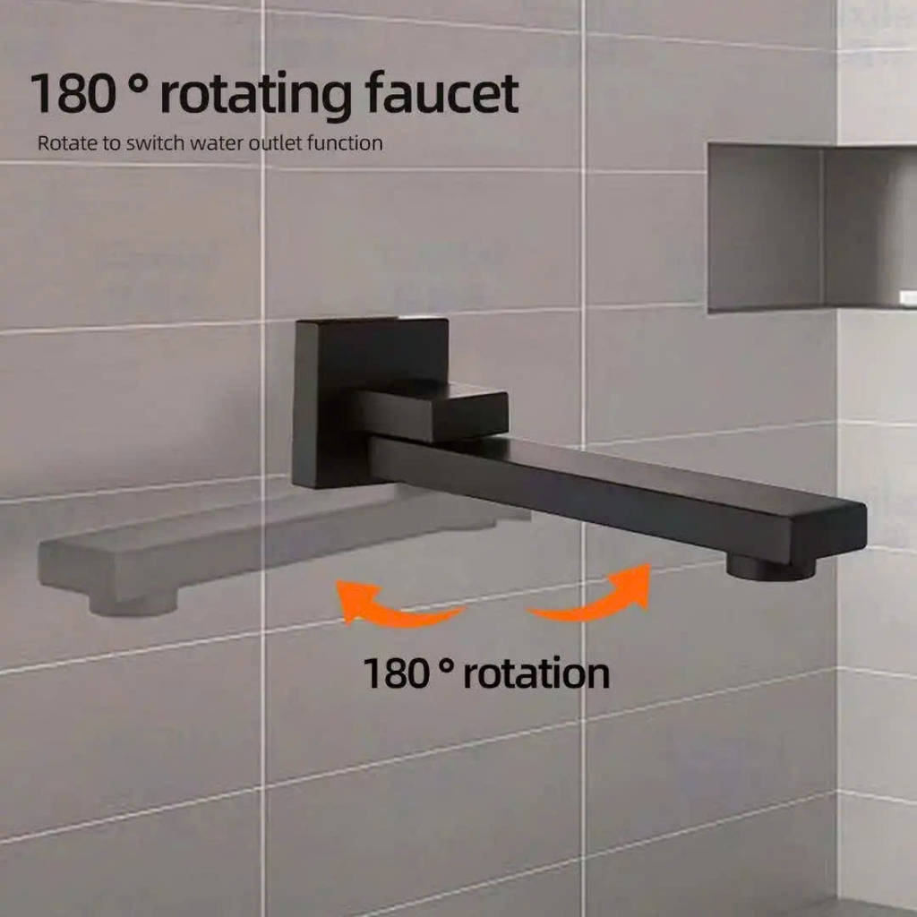 SEN TẮM ÂM TƯỜNG THÂN VUÔNG, MÀU ĐEN, 1094H