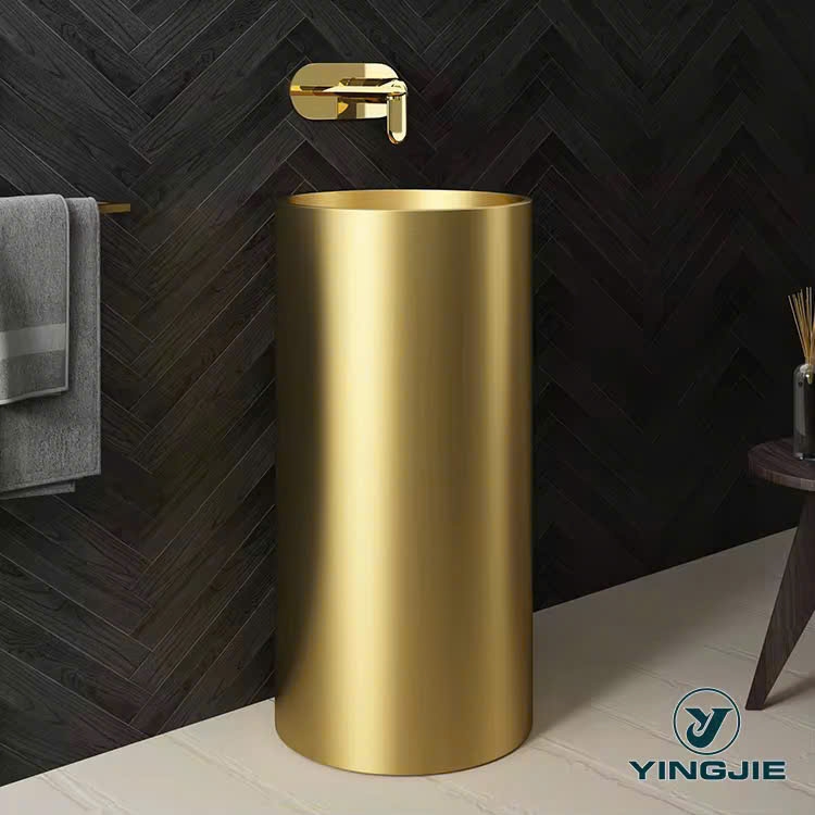 CHẬU LAVABO  CHÂN TRỤ MẠ VÀNG - 1088 CLEANMAX
