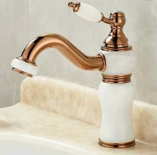 VÒI CHẬU ĐÍNH ĐÁ MẠ VÀNG HỒNG -5218VH