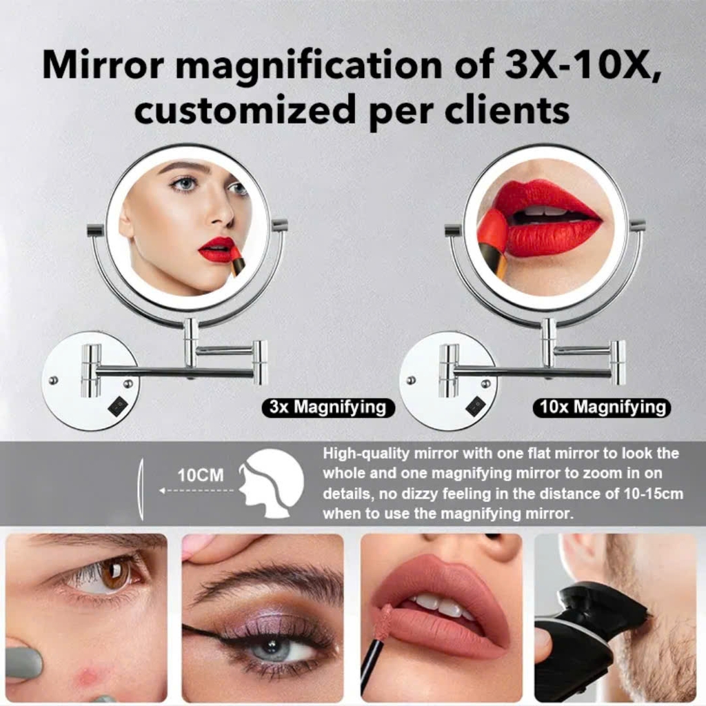 GƯƠNG PHÓNG ĐẠI TREO TƯỜNG MÀU ĐỒNG CỔ (ĐÈN LED) - SLD258 CLEANMAX