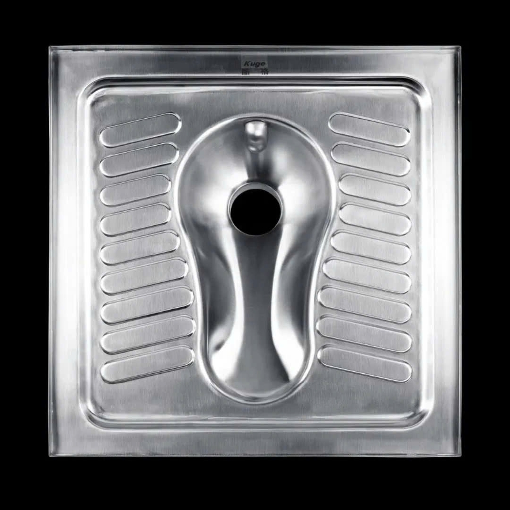 Bàn cầu xổm dùng cho WC công cộng, bệnh viện, trường học, bằng inox - KG205