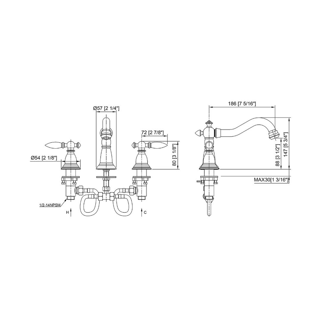 Vòi lavabo 3 lỗ kiểu tân cổ điển CLEANMAX - CA5057D (màu croom)