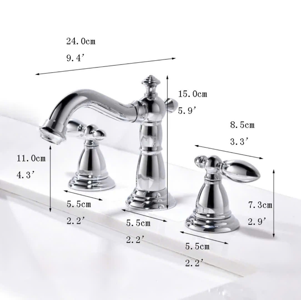 Vòi lavabo 3 lỗ kiểu tân cổ điển CLEANMAX - CA5057D (màu croom)