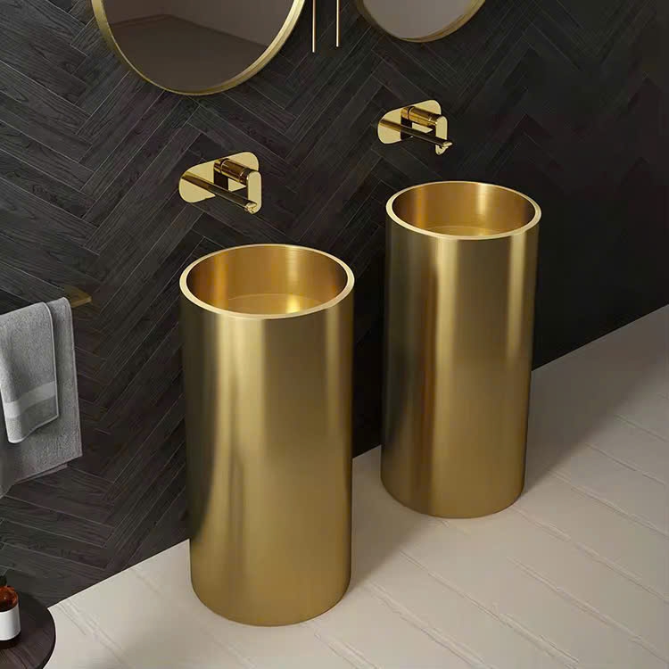 CHẬU LAVABO  CHÂN TRỤ MẠ VÀNG - 1088 CLEANMAX