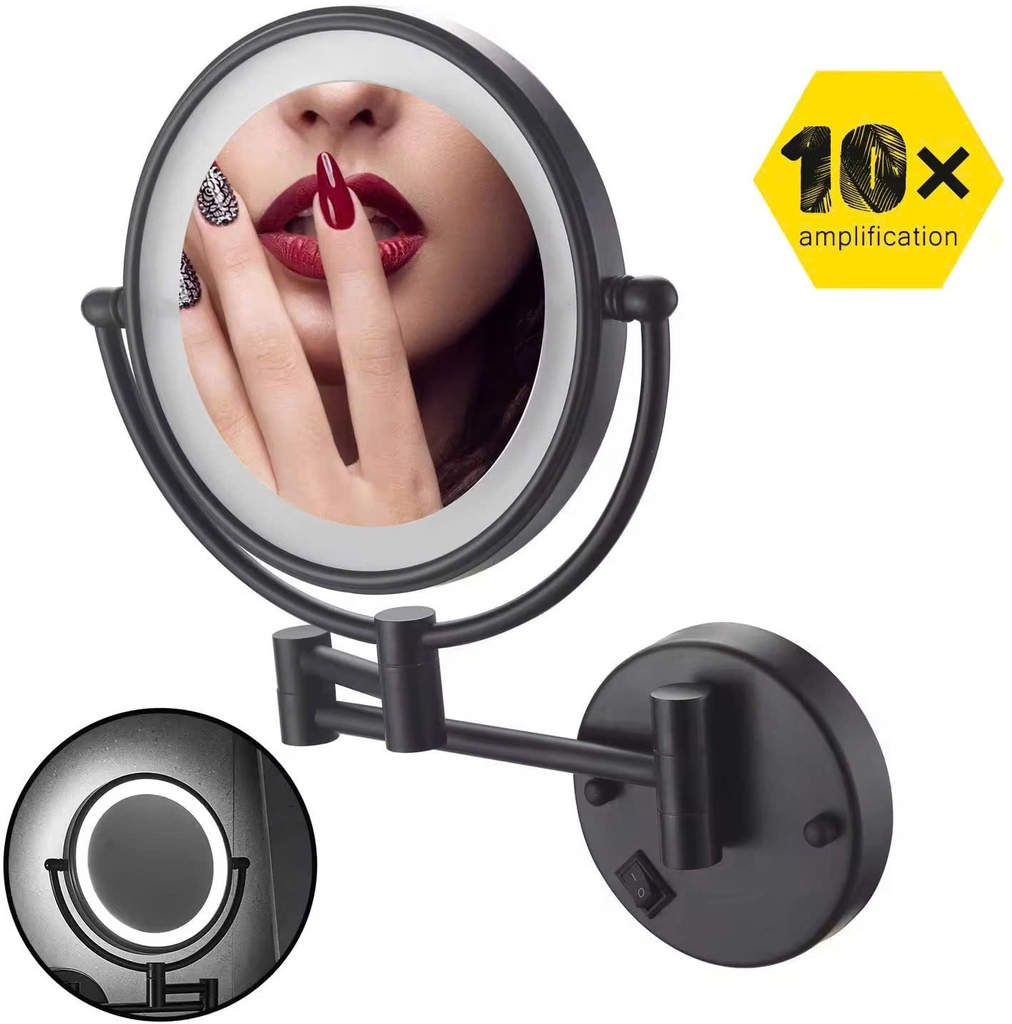 GƯƠNG PHÓNG ĐẠI CÓ ĐÈN LED TREO TƯỜNG MÀU ĐEN - LD260