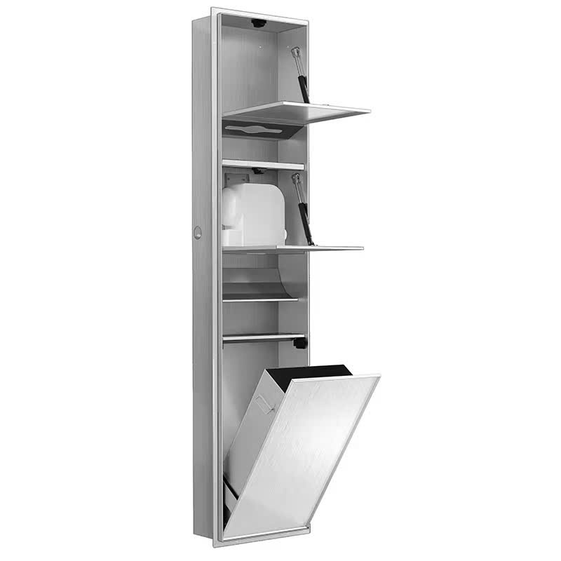 TỦ ĐỰNG GIẤY VỆ SINH CÔNG CỘNG ÂM TƯỜNG KÈM THÙNG RÁC VÀ SẤY TAY 34556