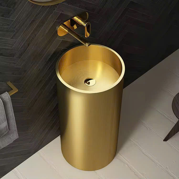 CHẬU LAVABO  CHÂN TRỤ MẠ VÀNG - 1088 CLEANMAX