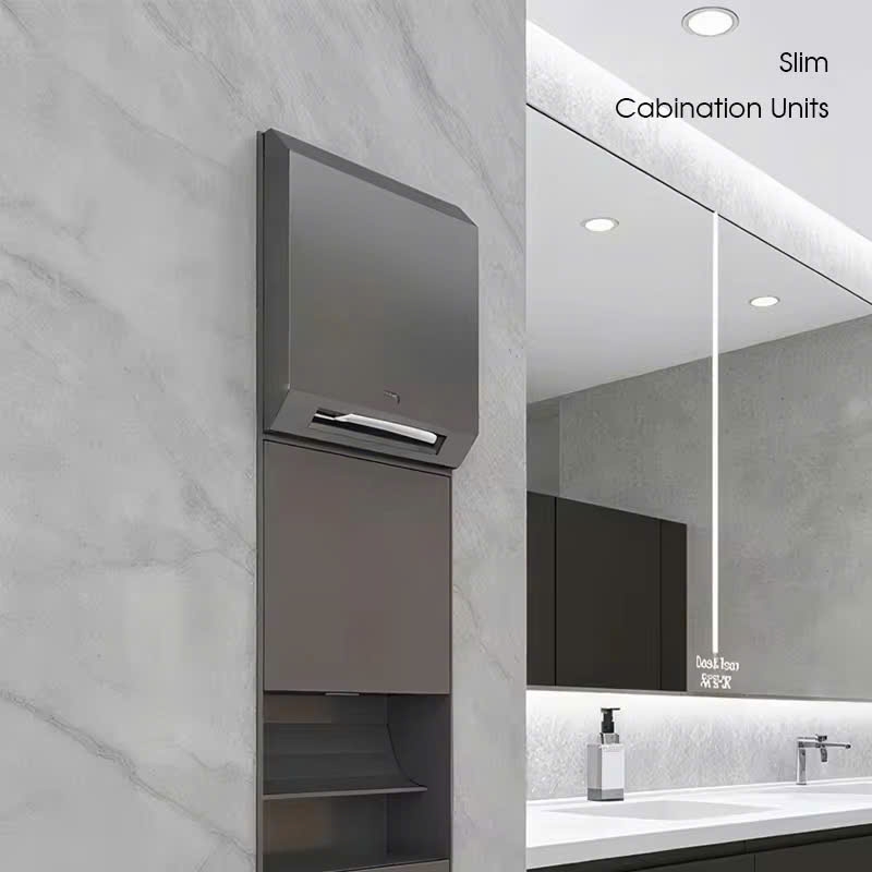 TỦ ĐỰNG GIẤY VỆ SINH CÔNG CỘNG ÂM TƯỜNG KÈM THÙNG RÁC VÀ SẤY TAY 34556